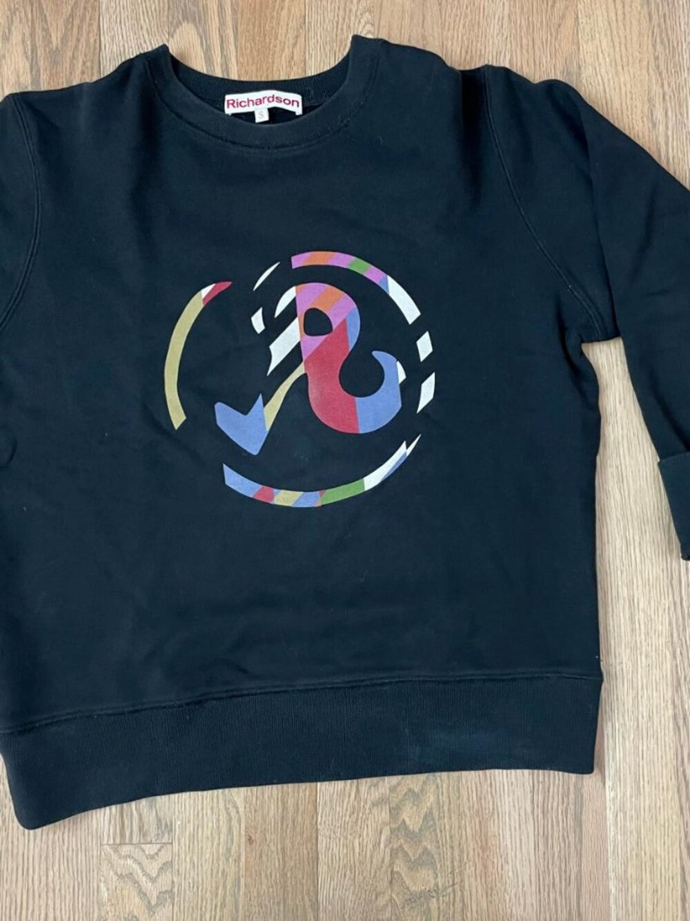 Richardson Black Multicolor Logo Crewneck Sweatshirt S